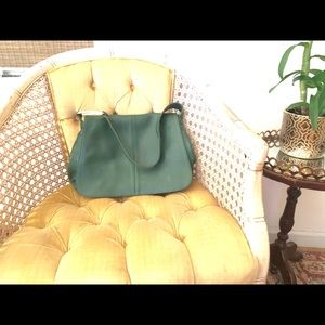 CAMPOMAGGI GREEN GENUINE LEATHER SHOULDER BAG